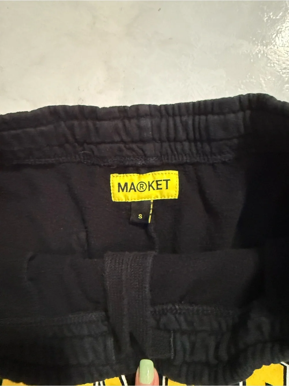 Market Black Men's Athletic Shorts with Yellow Logo